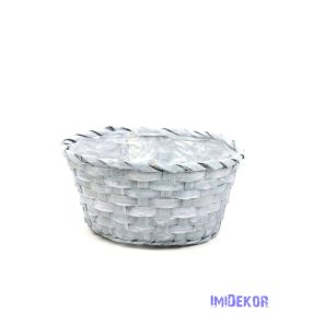 Színes bambusz kosár 20 cm - Szürke
