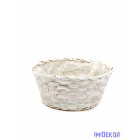 Színes bambusz kosár 20 cm - Fehér