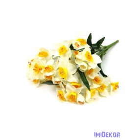 Nárcisz 9 ágú selyem csokor 48cm - Fehér