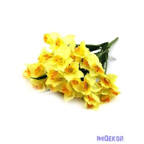Nárcisz 9 ágú selyem csokor 48cm - Sárga