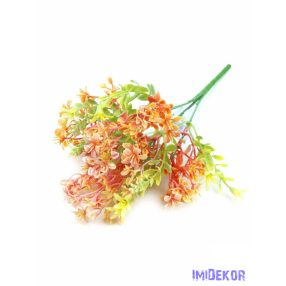 Vegyes művirágos műzöld csokor 32 cm - Narancs