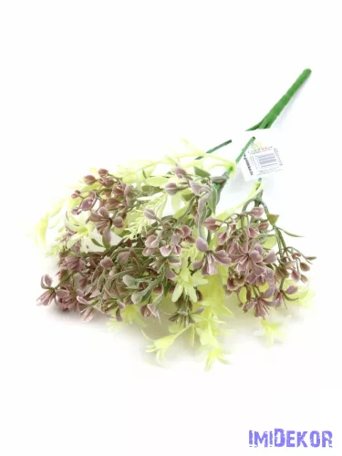 Vegyes művirágos műzöld csokor 32 cm - Púder