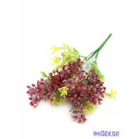 Vegyes művirágos műzöld csokor 32 cm - Bordó