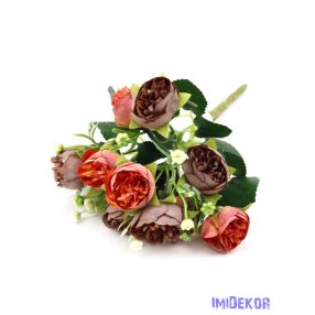 Vegyes színű peóniás kis csokor 31cm 133 - Narancs-Barna