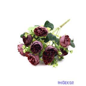 Vegyes színű peóniás kis csokor 31cm 133 - Bordó