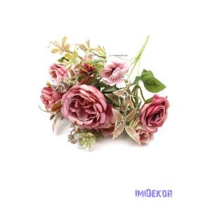 Vegyes színű rózsás kis csokor 31cm 132 - Rózsaszín