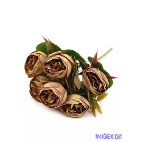 Antik boglárka 6 fejes csokor 31 cm - Antik Barna
