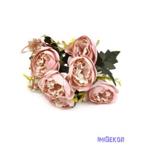 Peónia 7 fejes antik csokor 30 cm - Rózsaszín