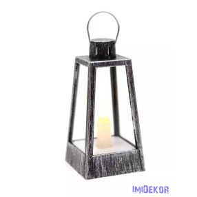 LED lámpás szögletes 12 cm - Antikolt Ezüst