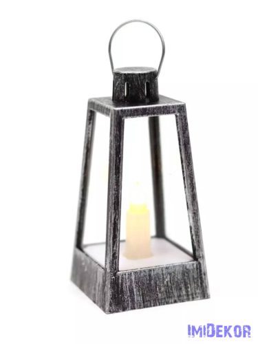 LED lámpás szögletes 12 cm - Antikolt Ezüst