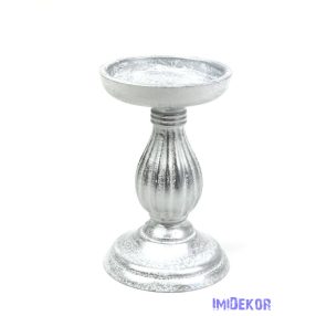 Talpas dekor gyertyatartó 17cm - Ezüst