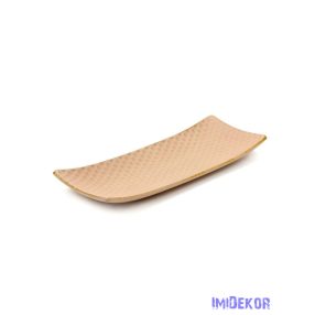 Dekor levélmintás tál 34x12,5cm - Púder-Arany