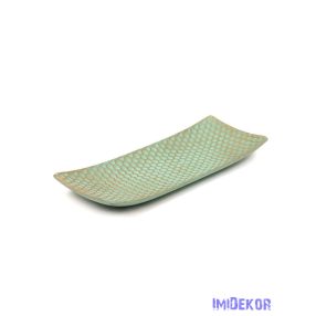 Dekor levélmintás tál 34x12,5cm - Menta-Arany