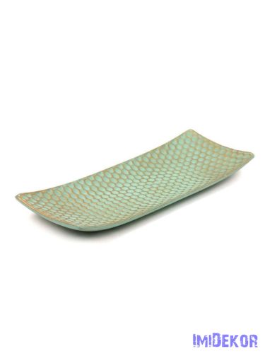 Dekor levélmintás tál 34x12,5cm - Menta-Arany