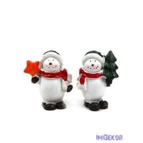 Piros sálas hóember figura 6cm