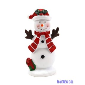 Csíkos sálas hóember figura ajándékkal 9cm