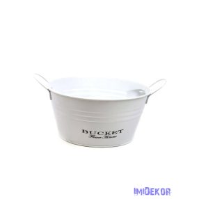 Kerek füles bádog tál 22cm - Fehér