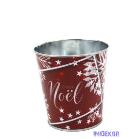 Karácsonyi mintás bádog kaspó 10cm - Noel