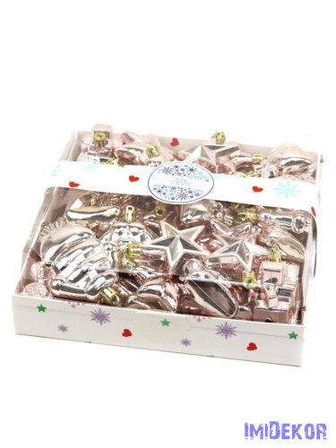 Karácsonyfa dísz szett 38 darabos csomag B - Rosegold