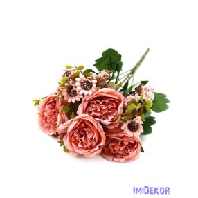   Vegyes színű peóniás kis csokor 31cm 134 - Fáradt Rózsaszín