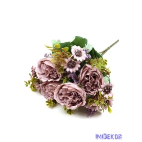 Vegyes színű peóniás kis csokor 31cm 134 - Lila