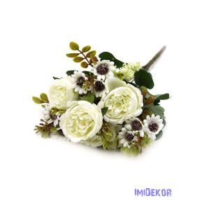 Vegyes színű peóniás kis csokor 31cm 134 - Fehér
