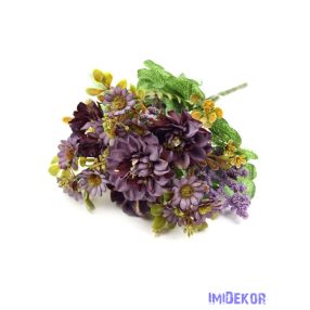 Dália csokor színes bogyós kiegészítővel 35 cm - Lila