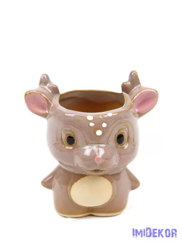Kerámia szarvas figura kaspó - Barna