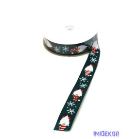   Manó mintás karácsonyi szatén szalag 20mm x 9,144m - Piros