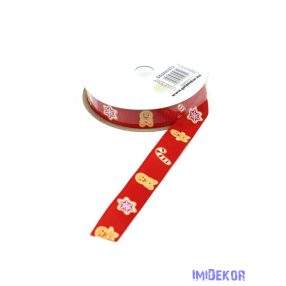Mézike mintás karácsonyi ripsz szalag 15mm x 9,144m