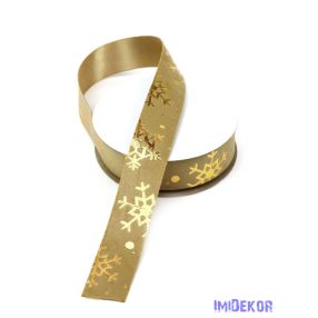   Bársony borítású hópelyhes szatén szalag 25mm x 9,144m - Drapp