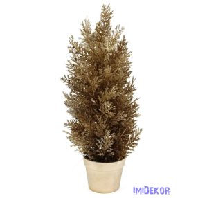 Metál cserepes műzöld tuja 34cm - Pezsgő