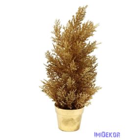 Metál cserepes műzöld tuja 34cm - Arany