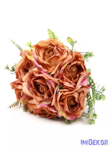 Szárított hatású rózsa csokor 7 ágú 30 cm - Barna