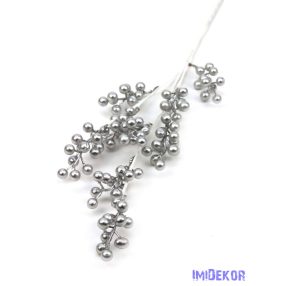 Metál bogyós ág 71cm - Ezüst