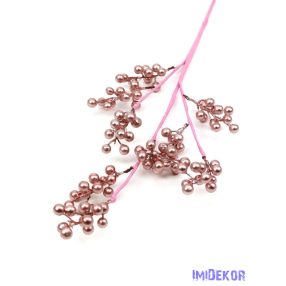 Metál bogyós ág 71cm - Rózsaszín