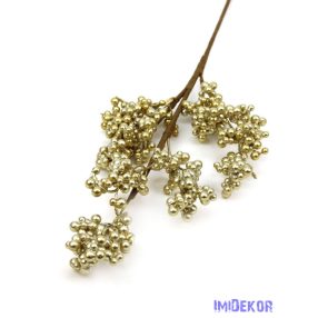 Metál apróbogyós ág 71cm - Arany