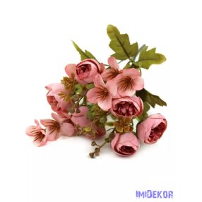 Antik leveles kis boglárka csokor 32 cm - Világos Mályva