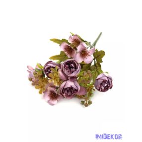 Antik leveles kis boglárka csokor 32 cm - Sötét Mályva