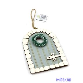 Fa ajtó koszorúval 12x8,5cm - Nagy