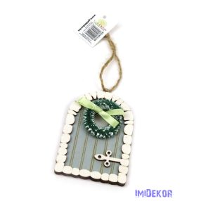 Fa ajtó koszorúval 9x6cm - Kicsi