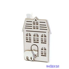 Fa ház jegesmedvével 7,5x2x12,5cm