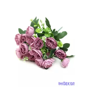 Boglárka 18 fejes selyemvirág csokor 37 cm - Mályva