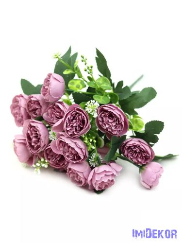 Boglárka 18 fejes selyemvirág csokor 37 cm - Mályva
