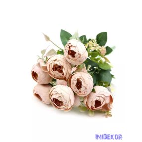   Boglárka csokor műzöld kiegészítővel 40 cm - Halvány Barack