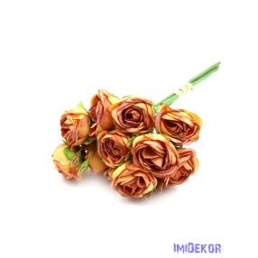 Rózsa 12 fejes dekor csokor 31cm - Narancs