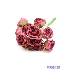 Rózsa 12 fejes dekor csokor 31cm - Mályva