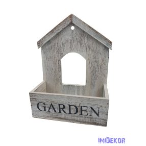 Garden feliratos fa házikós ládikó 25cm - Fehér
