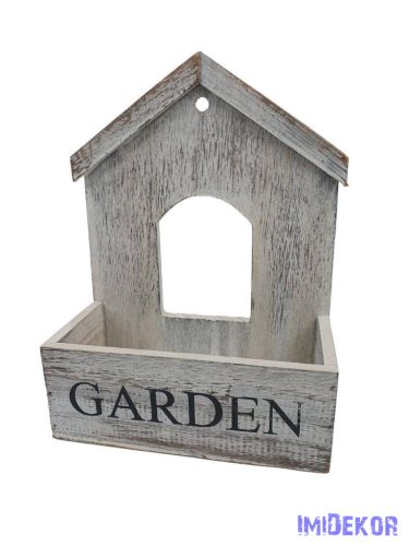 Garden feliratos fa házikós ládikó 25cm - Fehér