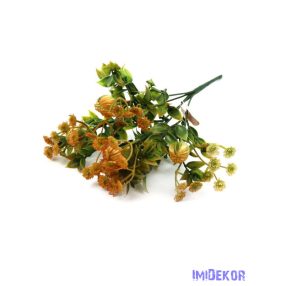 Műzöld leveles apró virágos csokor 33 cm 383 - Narancs